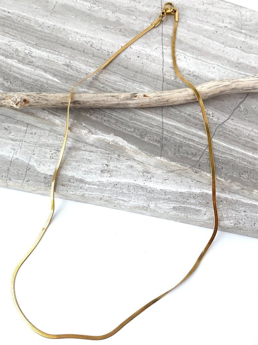 NEW Gold Herringbone thin chain Necklace
